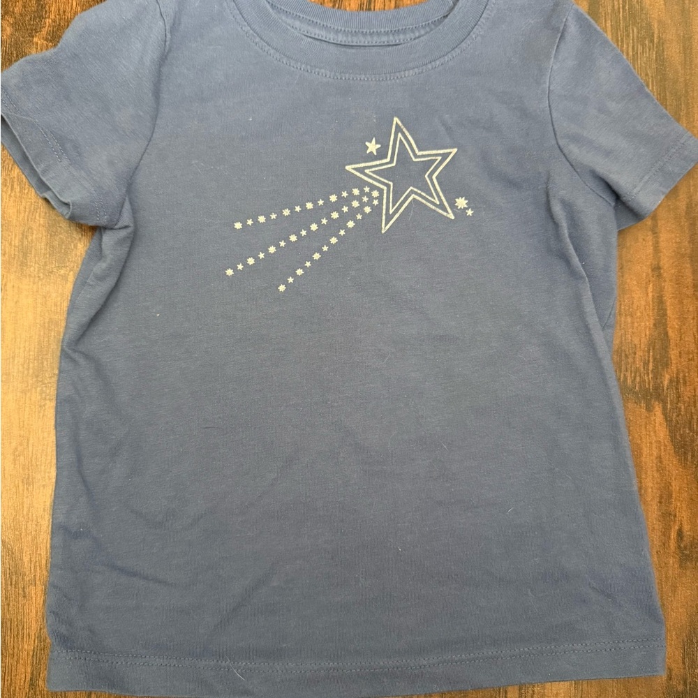 Cat & Jack Blue Shooting Star Tee Short Sleeve size 2T
